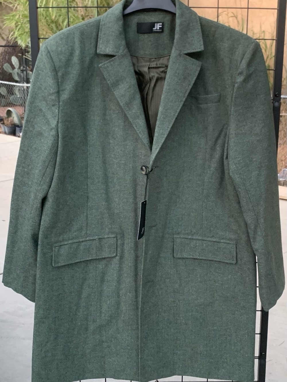 NWT JF J.Ferrar Green Single-Breasted Trench Coat